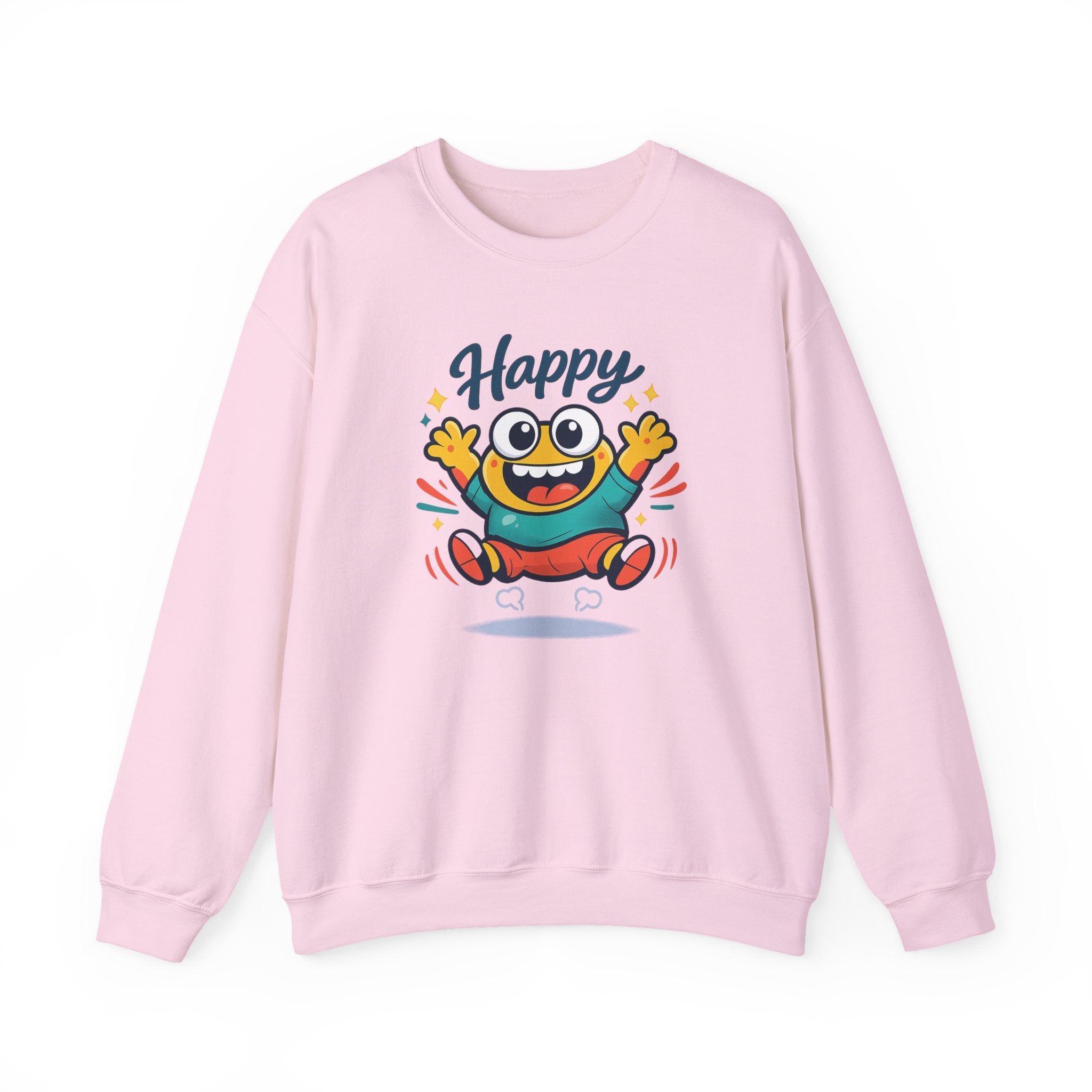 Happy Blob Cartoon Crewneck Sweatshirt | kawaii minimal, thick outline