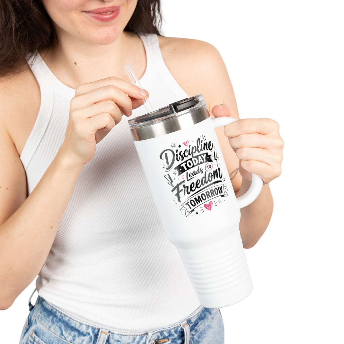 Discipline Today Leads to Freedom Tomorrow 40oz Travel Mug