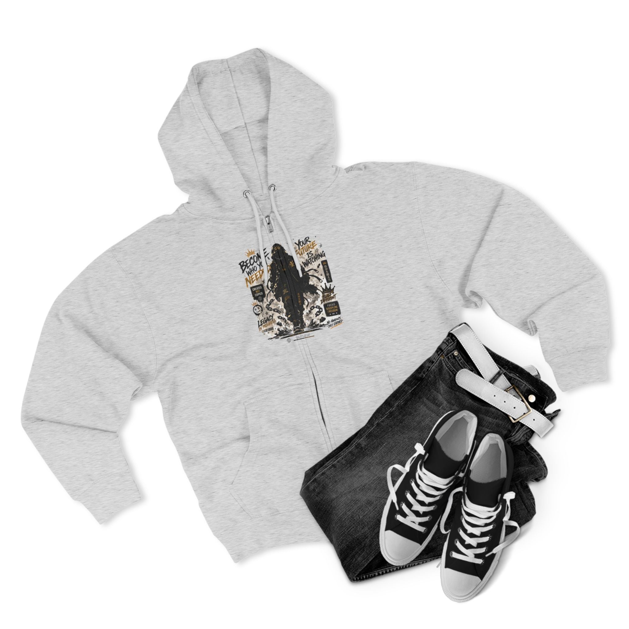 Bigfoot Forest Zip Hoodie — Sasquatch Graphic Full-Zip Hoodie