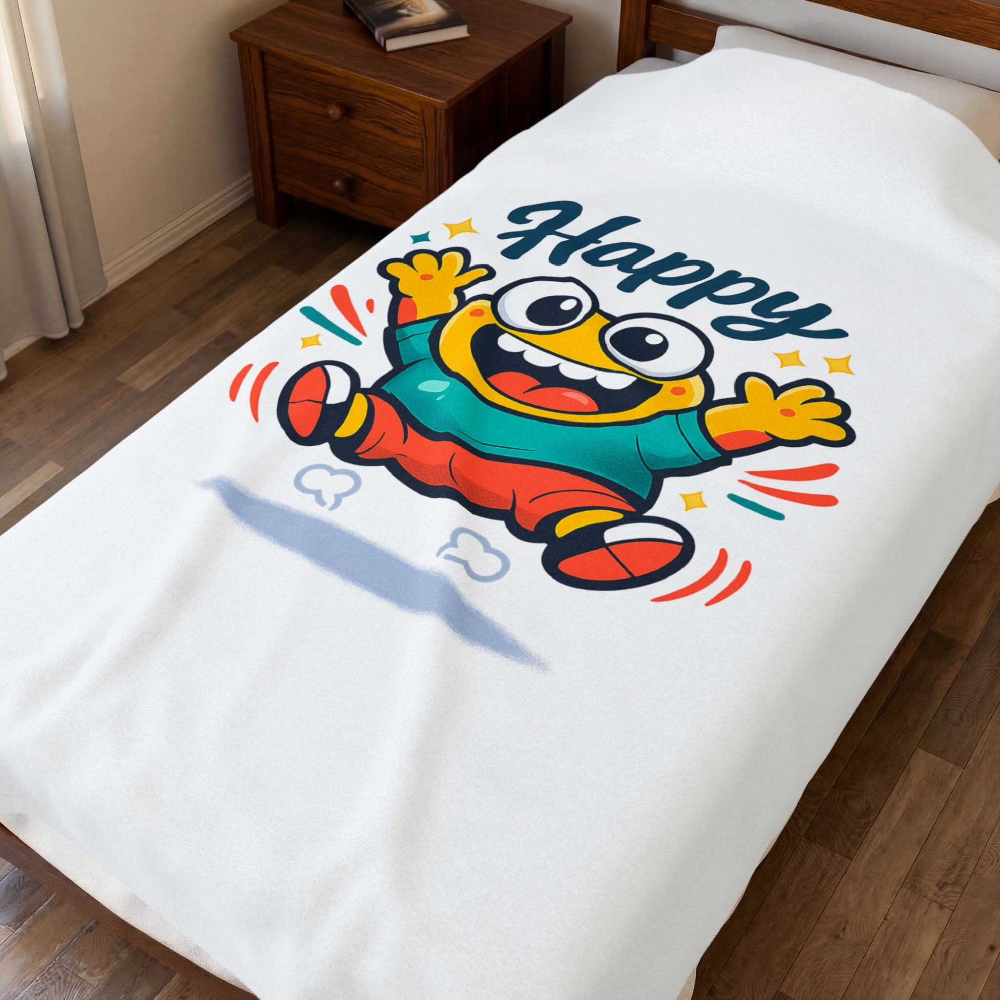 Happy Mood Face Velveteen Blanket - Cute Cartoon Throw