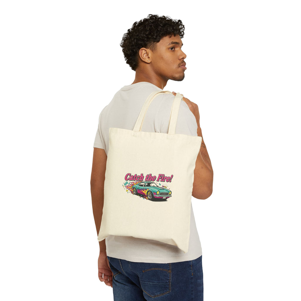 Retro Cartoon Dragster Tote, vintage car illustration | racing flames, 90s nostalgia