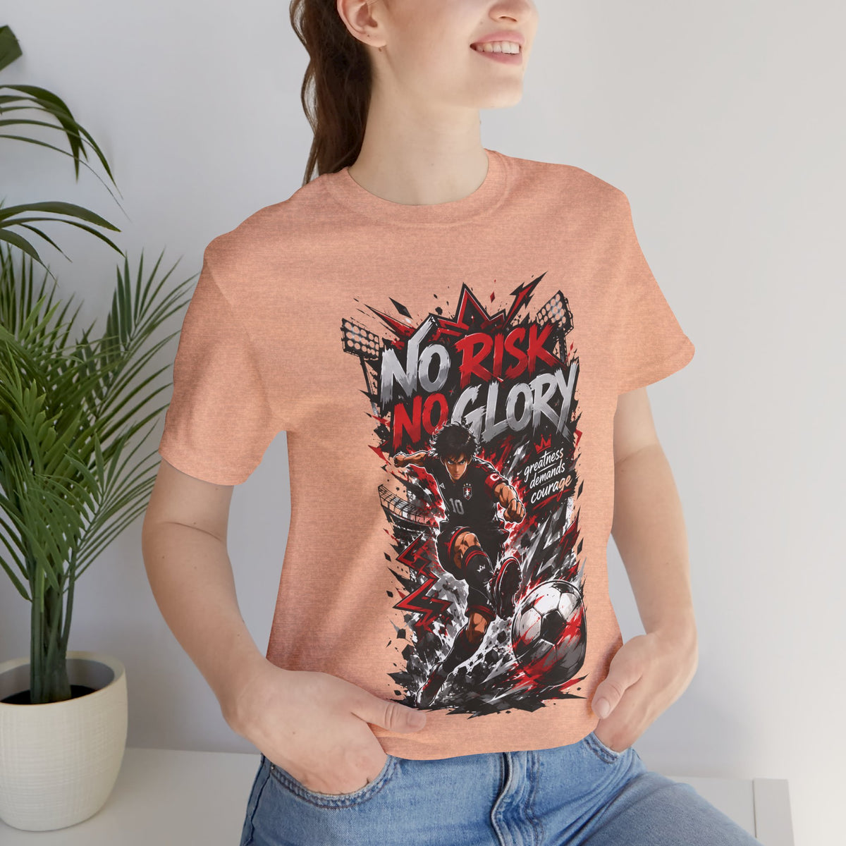 No Risk No Glory Soccer Graphic T Shirt