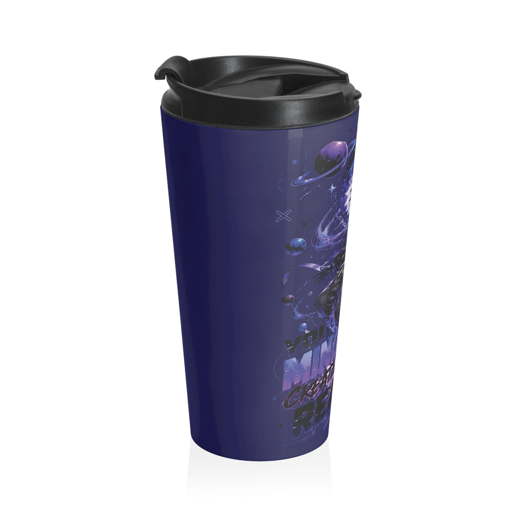 Galaxy Dreamer Stainless Steel Travel Mug — Cosmic Astronaut Design (Midnight)