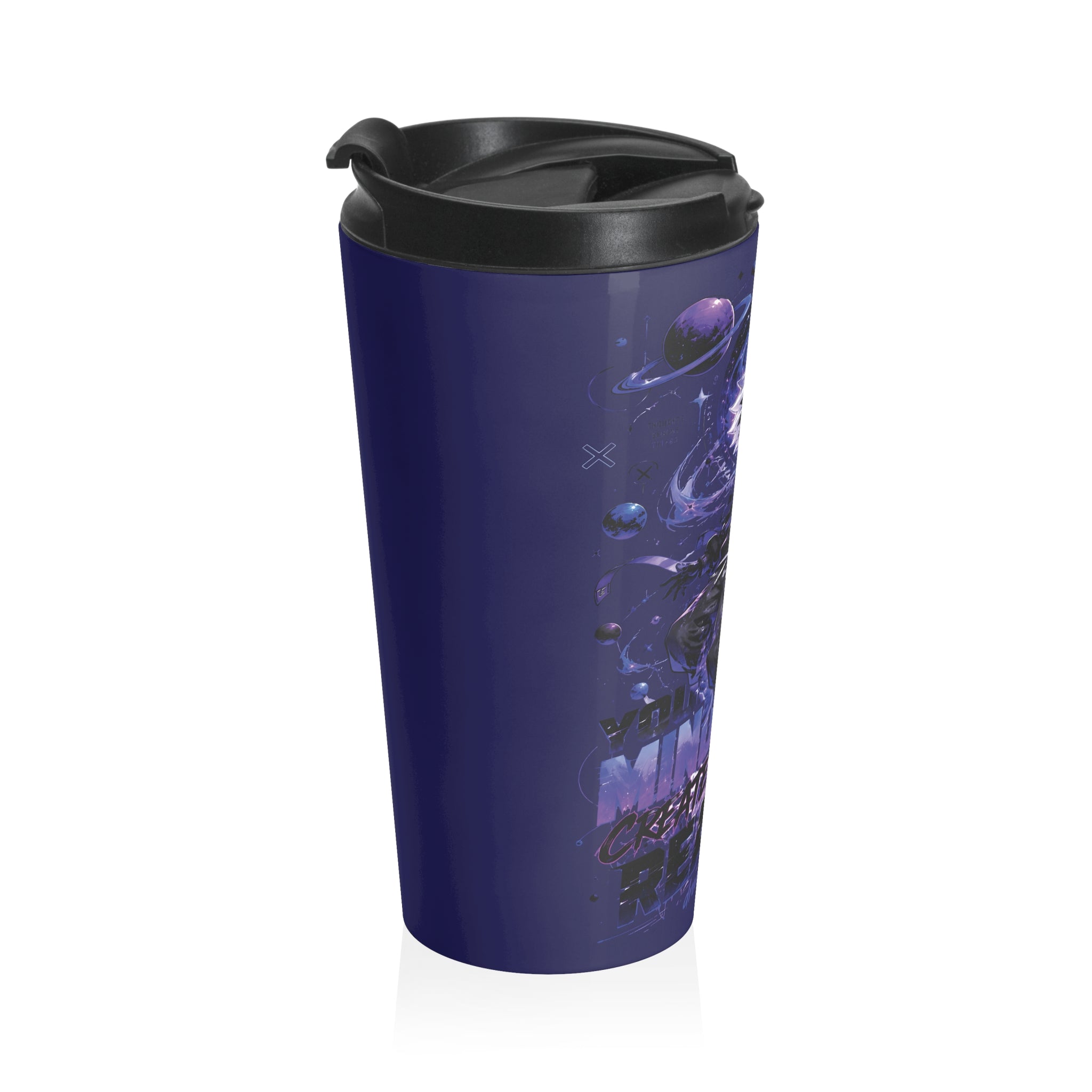 Galaxy Dreamer Stainless Steel Travel Mug — Cosmic Astronaut Design (Midnight)