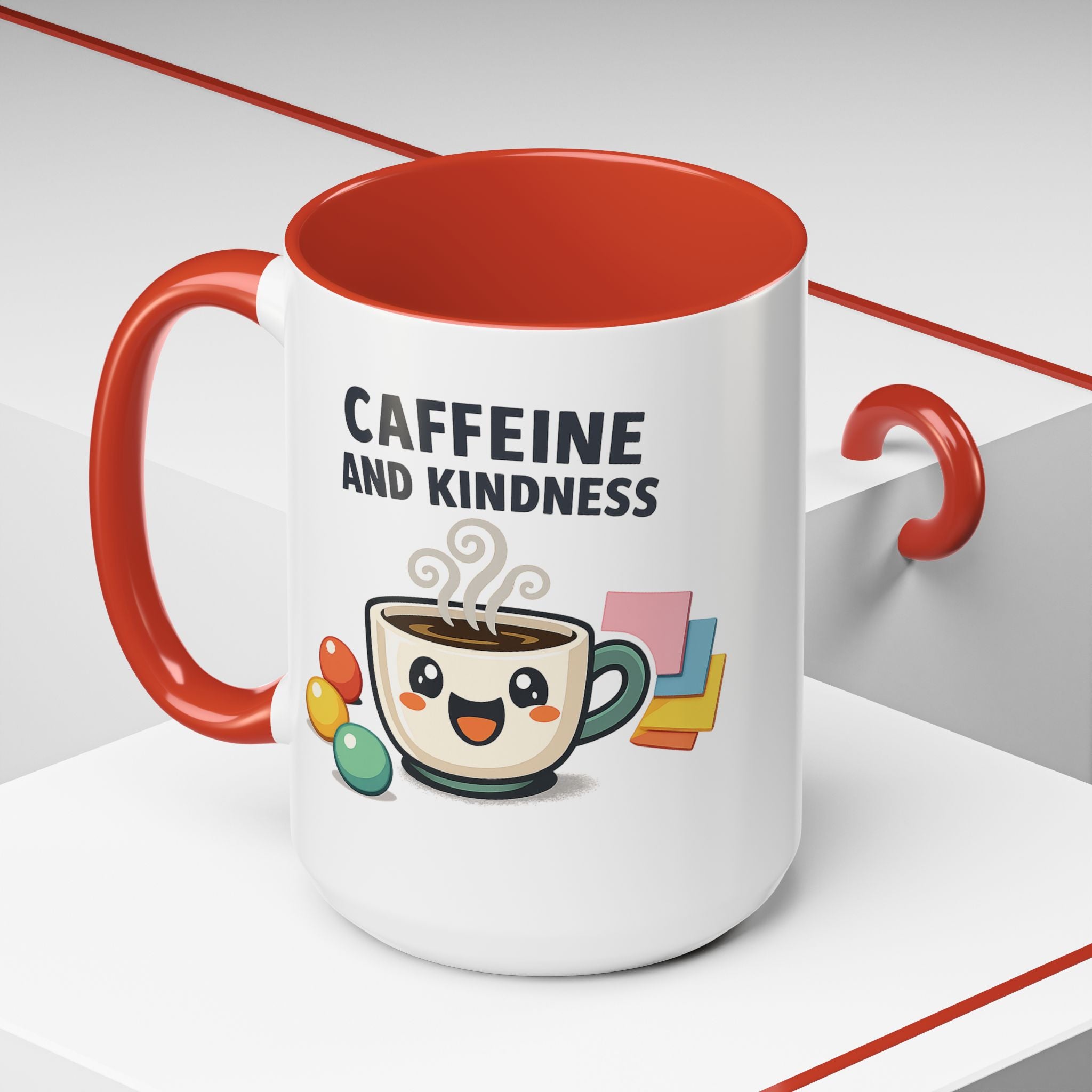 Caffeine and Kindness Coffee Mug – Ceramic Accent Mug (11oz / 15oz)