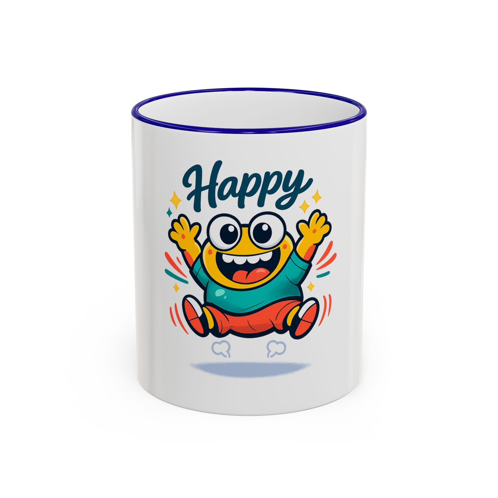 Happy Monster Accent Rim Mug – Cheerful Cute Cartoon Coffee Cup (11oz/15oz)
