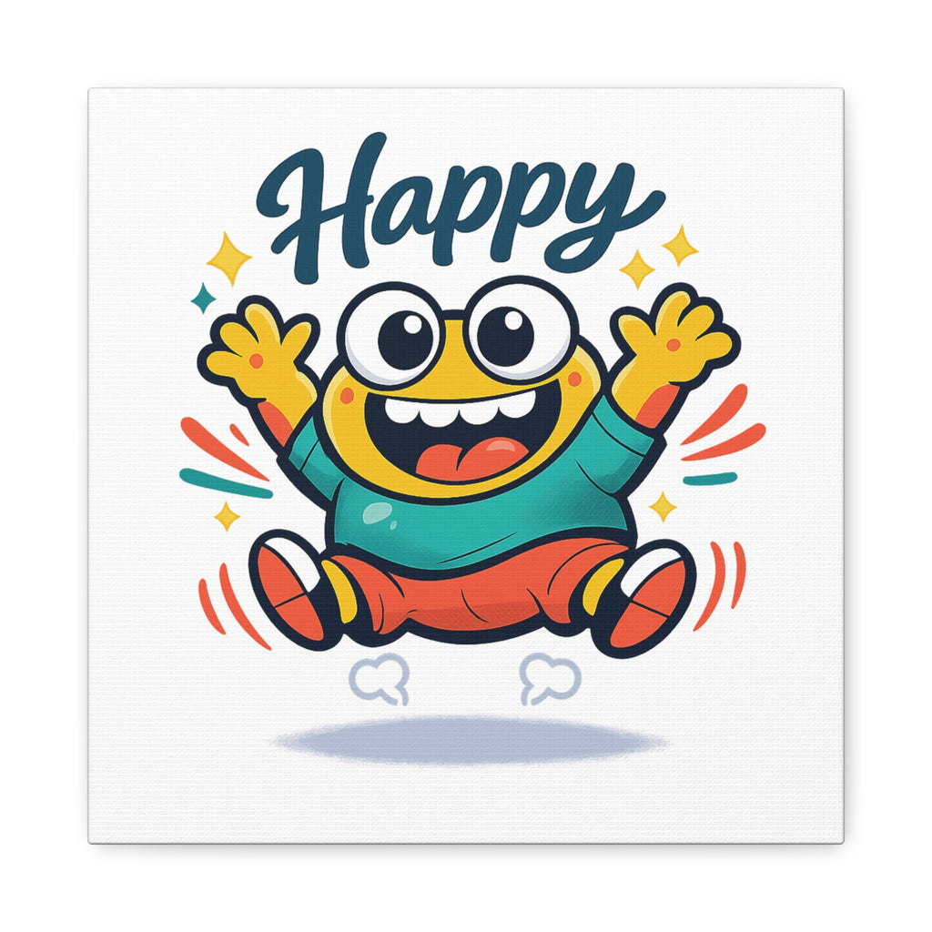 Happy Blob Cartoon Canvas | Bold Cartoon, Thick Outline, Kawaii Minimal