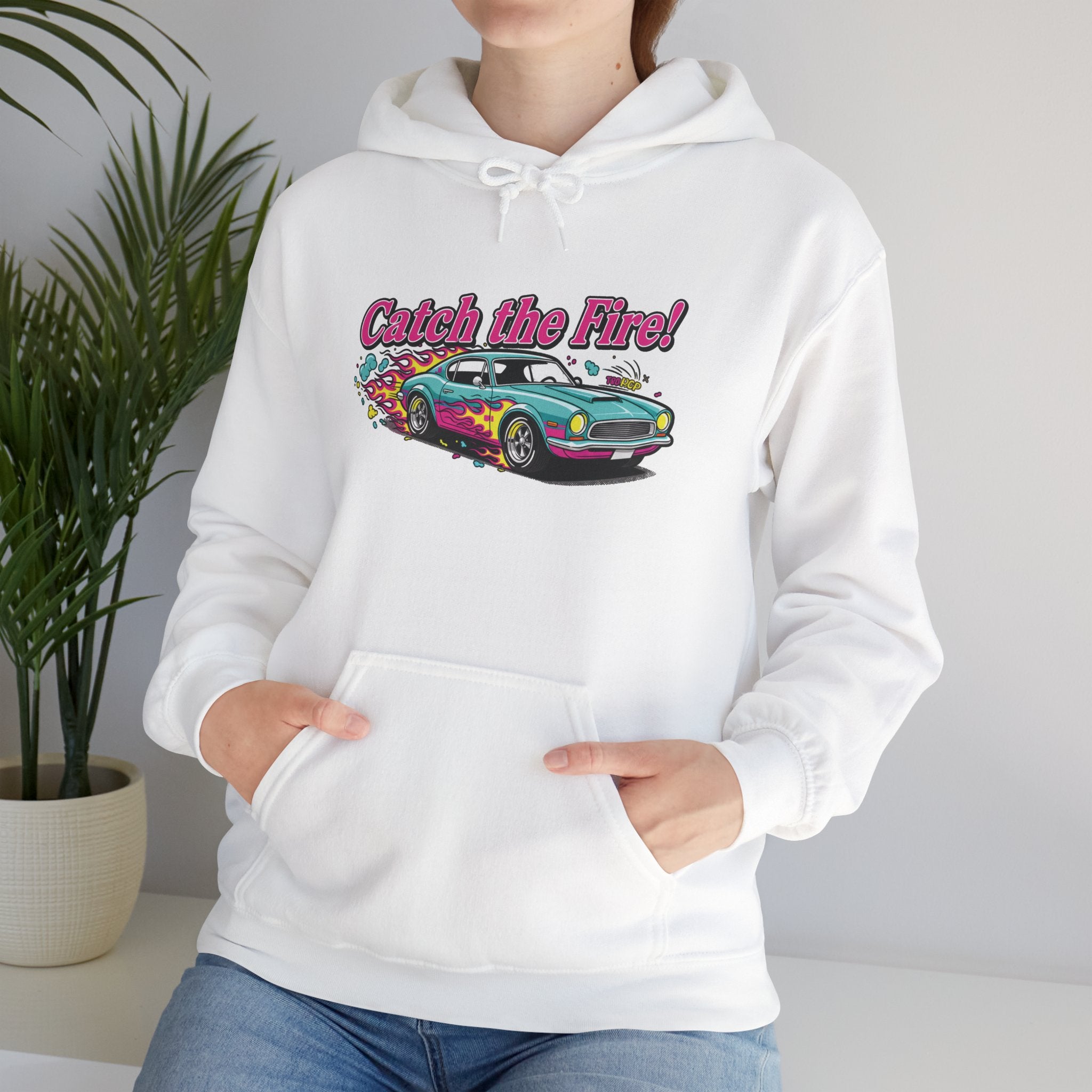 Retro Cartoon Dragster Hoodie, racing flame shirt, vintage car illustration