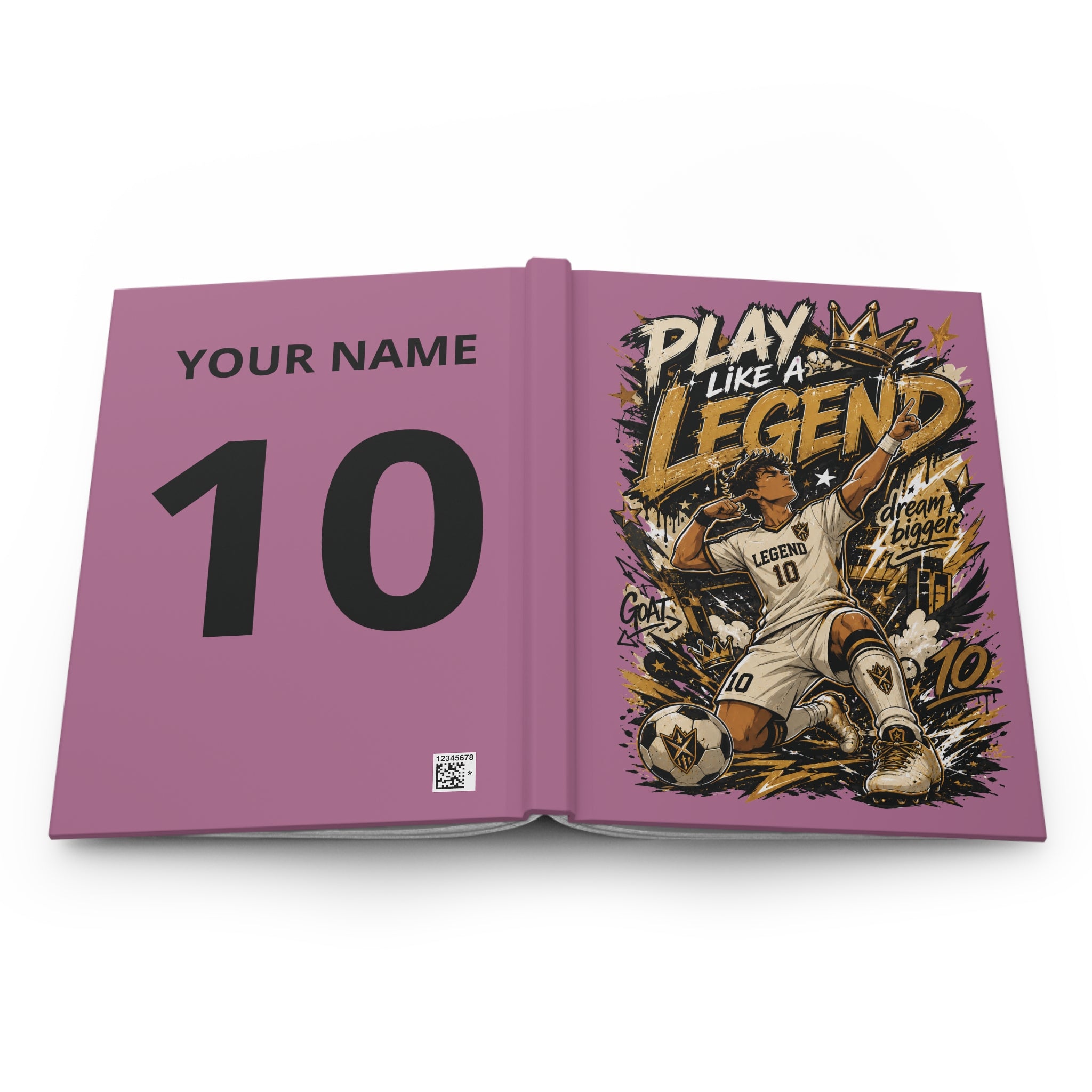 Play Like a Legend Soccer Hardcover Journal — Personalized "Your Name" Number 10 Notebook
