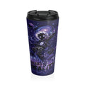 Galactic Dreamscape Travel Mug — 'Reality' Space Skull Stainless Steel Tumbler (Nautical Blue)