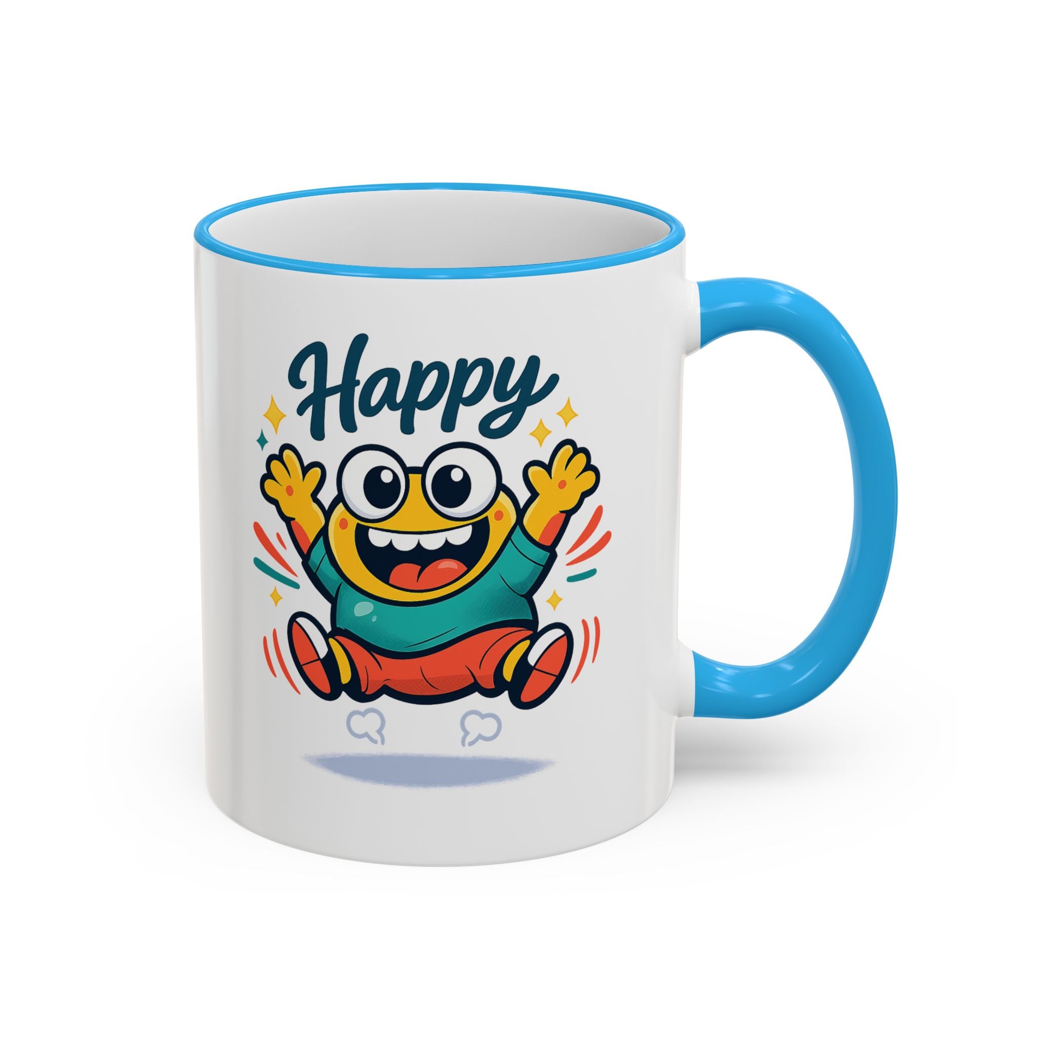 Happy Monster Accent Mug - Cute Cartoon Coffee Cup (11oz/15oz)