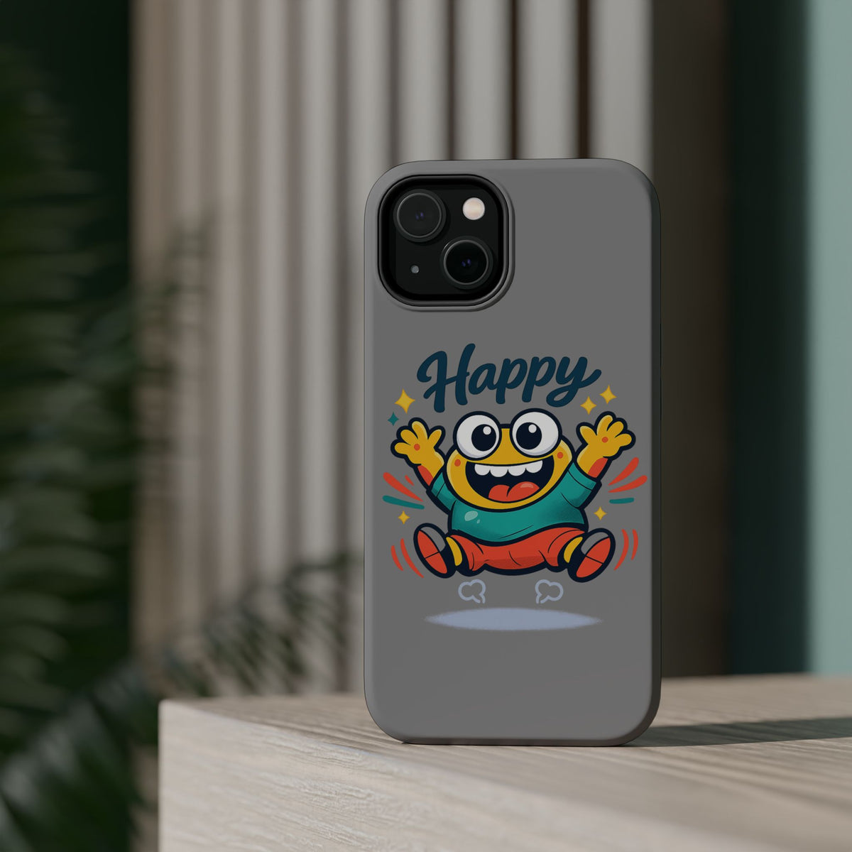 Happy Monster Magnetic Protective Phone Case Gray
