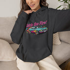 Retro Cartoon Dragster Hoodie, racing flame shirt, vintage car illustration