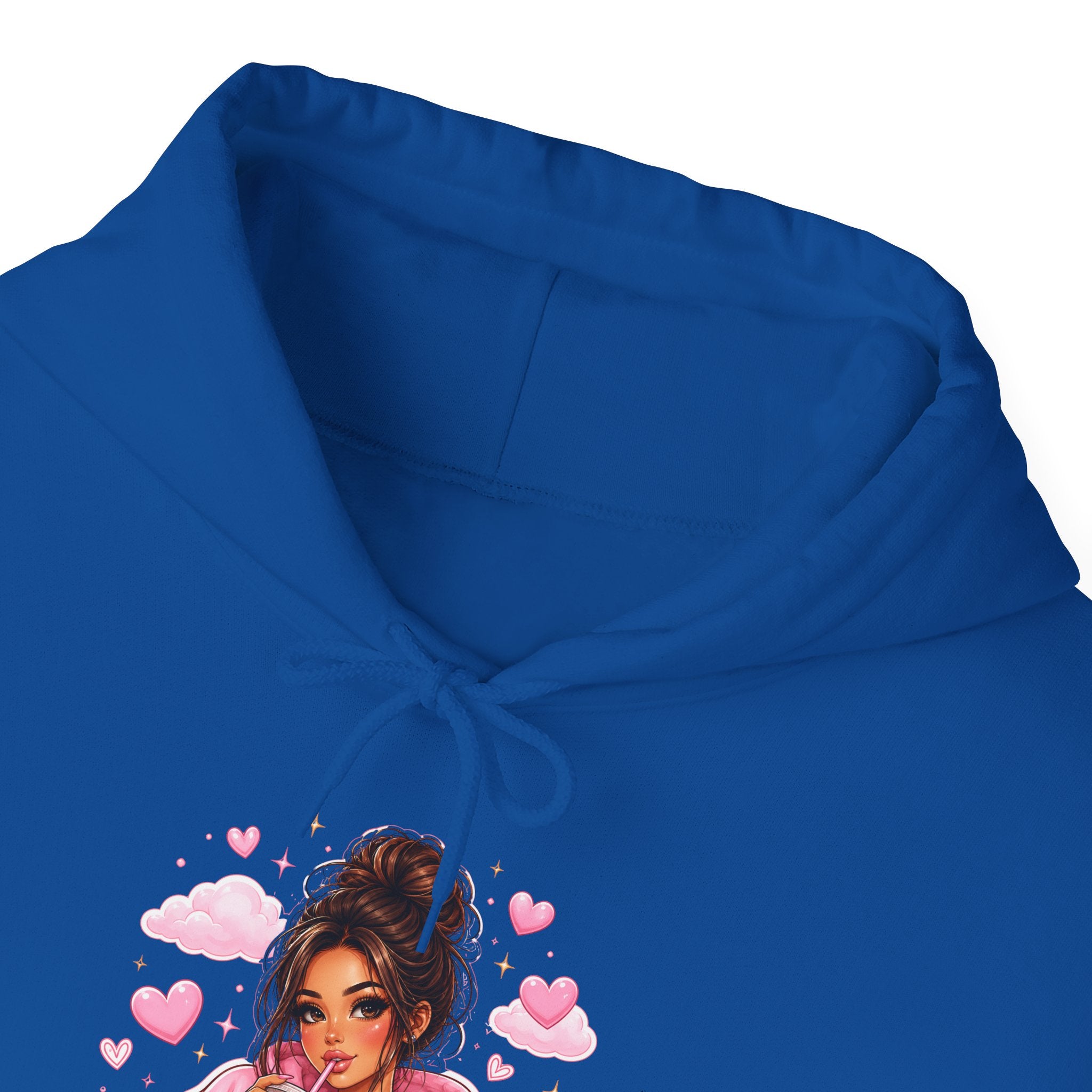 Cute Pink Heart Girl Hoodie — Cozy Graphic Sweatshirt