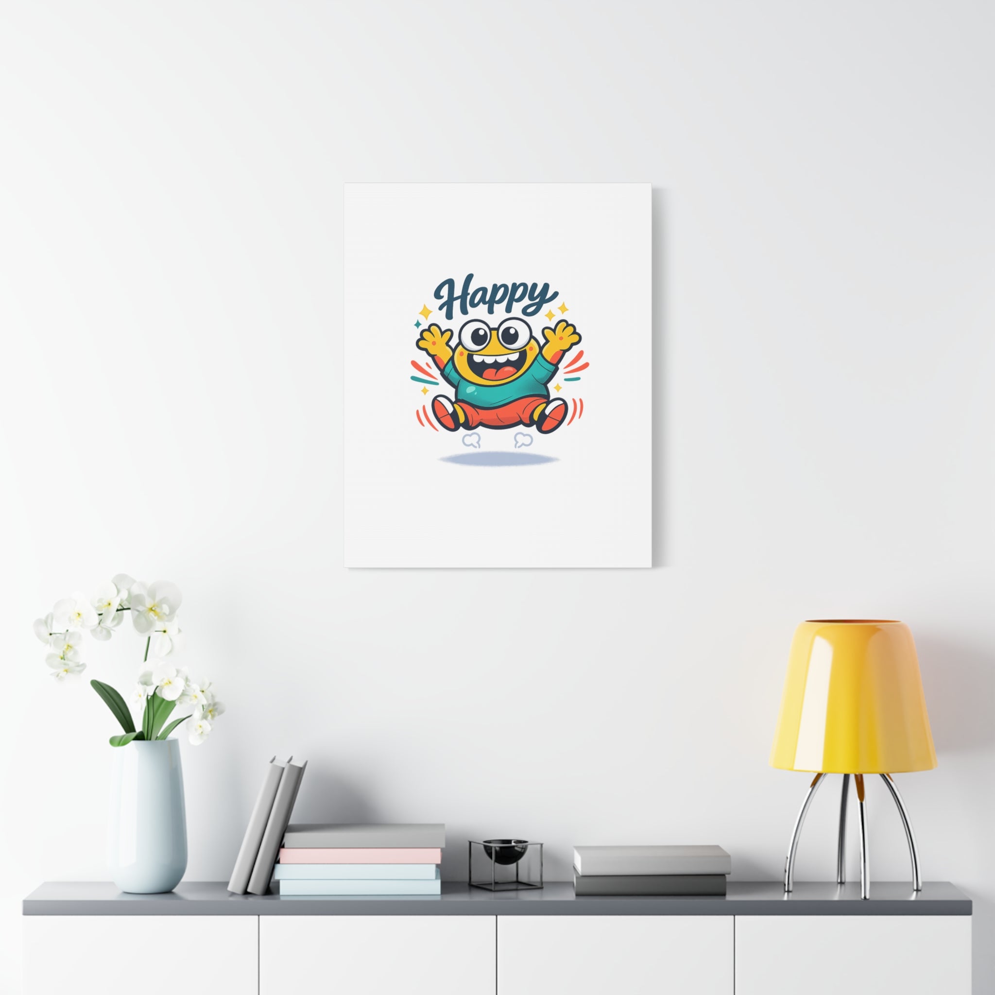 Happy Blob Cartoon Canvas | Bold Cartoon, Thick Outline, Kawaii Minimal