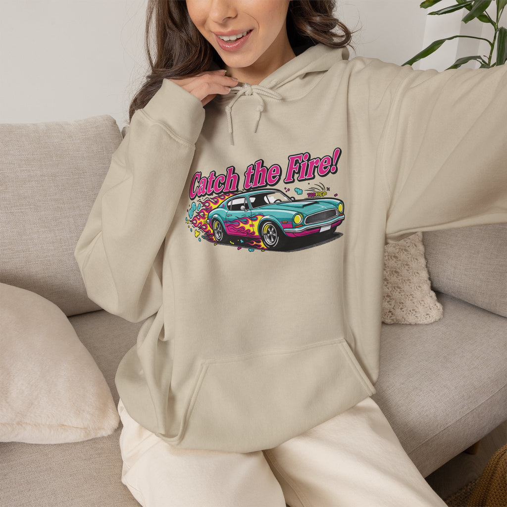 Retro Cartoon Dragster Hoodie, racing flame shirt, vintage car illustration