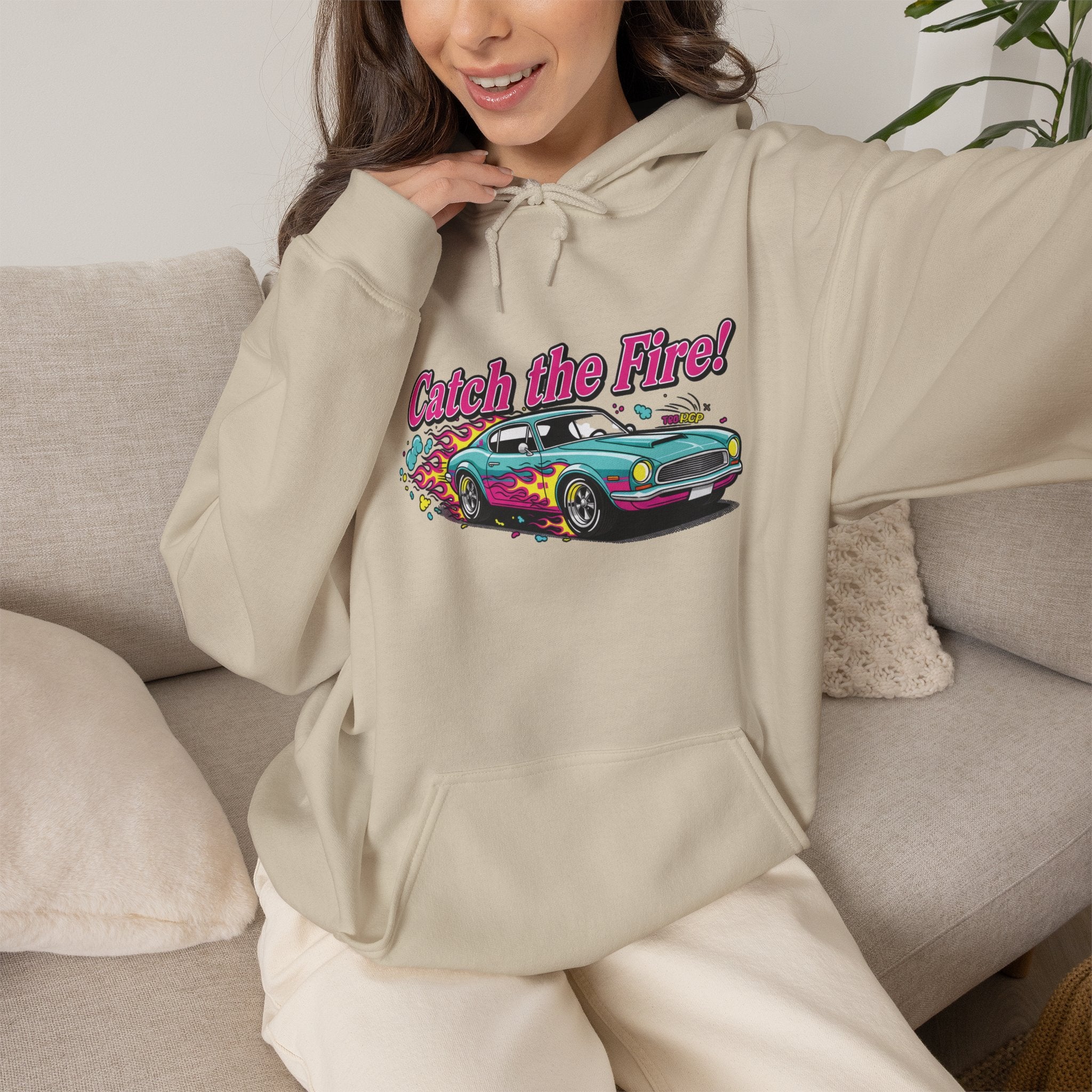 Retro Cartoon Dragster Hoodie, racing flame shirt, vintage car illustration