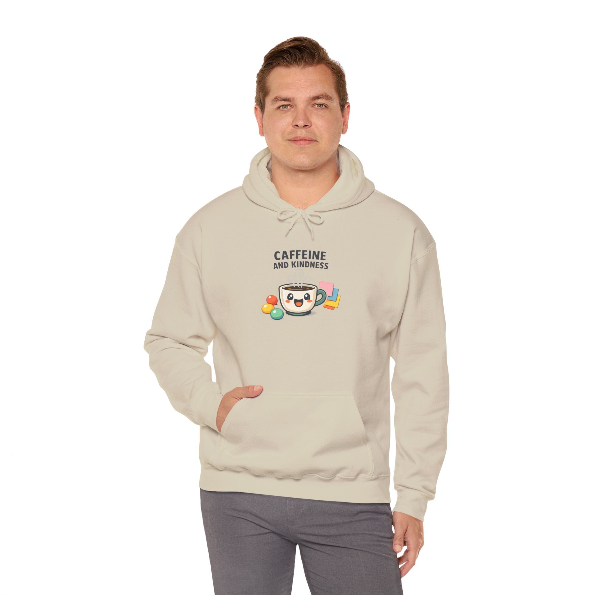 Caffeine and Kindness Hoodie - Cozy Coffee-Themed Sweatshirt