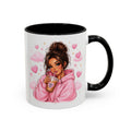 Cute Girl Pink Hoodie Coffee Mug — Iced Coffee Aesthetic Accent Mug (11/15oz)
