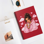 Notebook — Cozy Girl Drinking Boba Illustration (Ruled Spiral)
