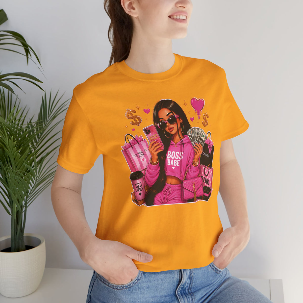 Boss Babe Pink Fashion T Shirt Glam Shopping Graphic Tee