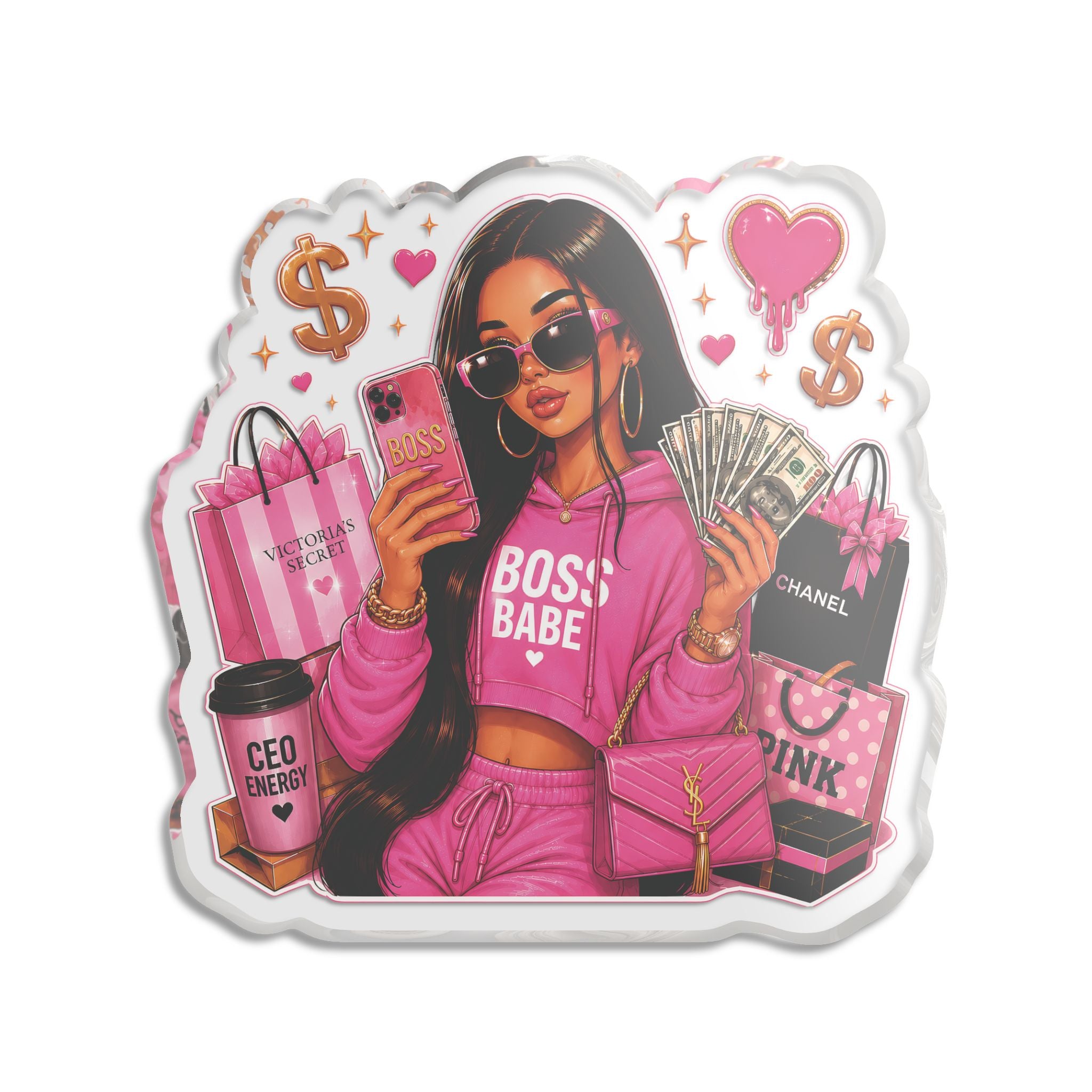 Boss Babe Acrylic Cutout — Pink Luxury Fashion Girl Decor