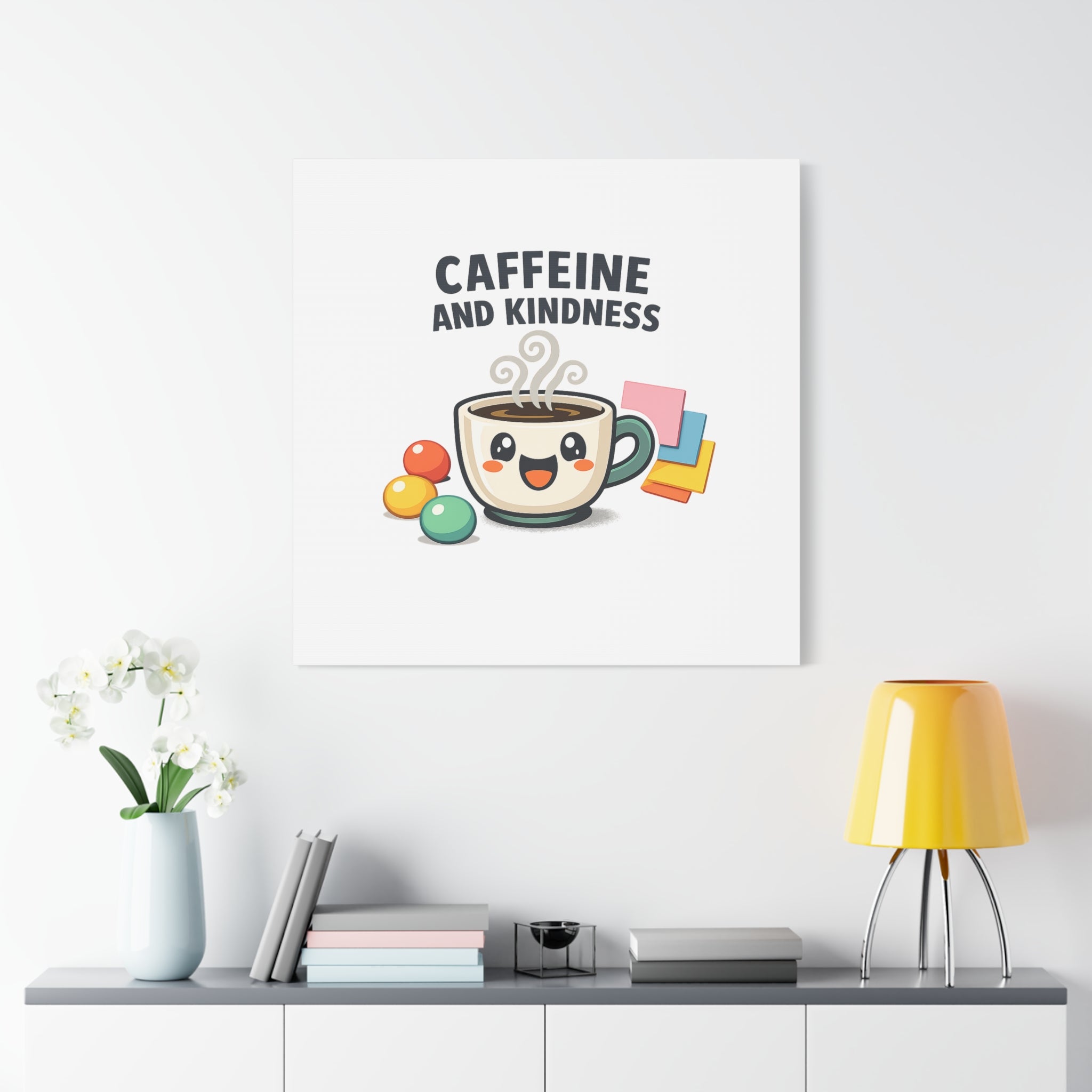 Caffeine and Kindness Canvas | Office Humor, Coffee Fuel Wall Art