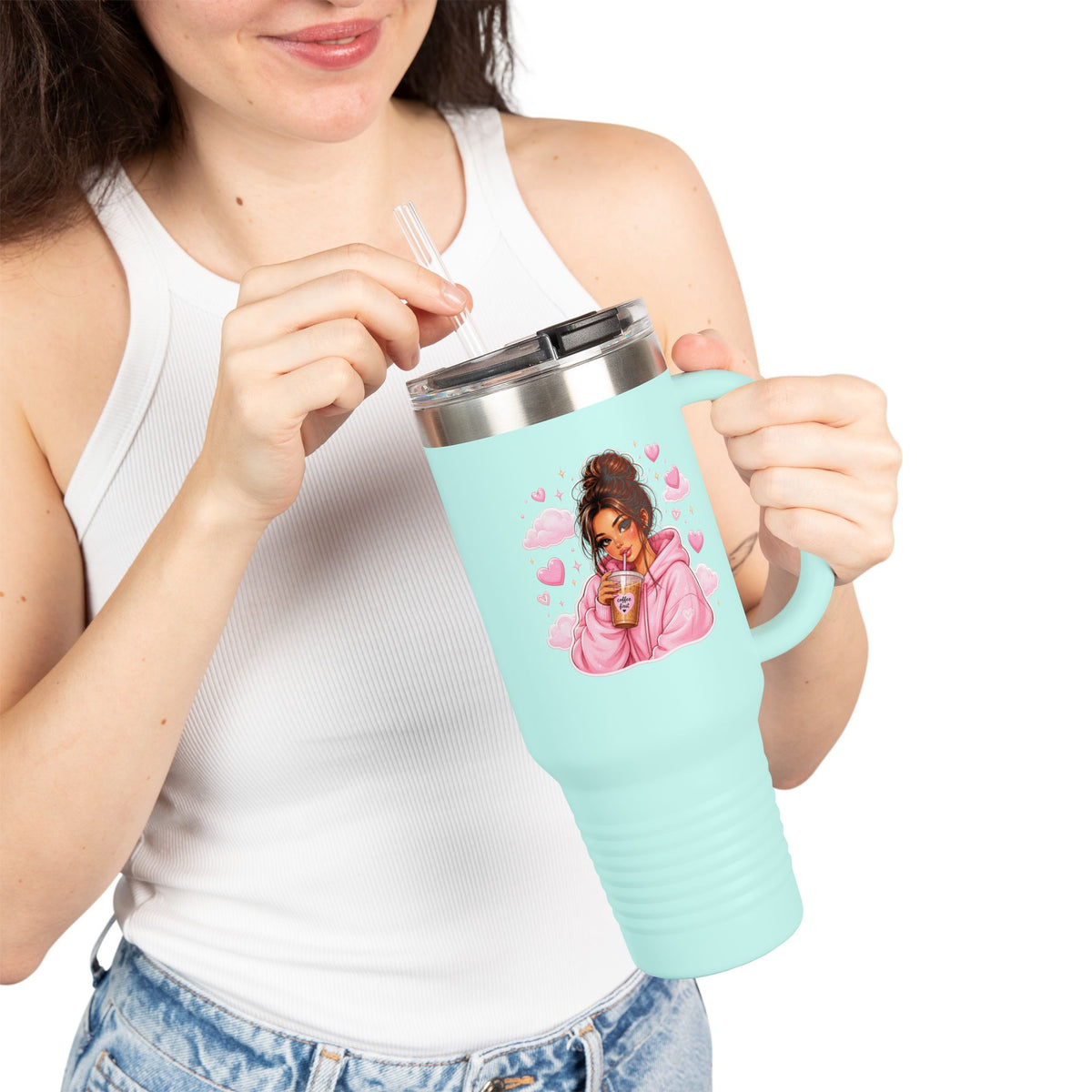 Cozy Pink Hoodie Girl 40oz Insulated Travel Mug