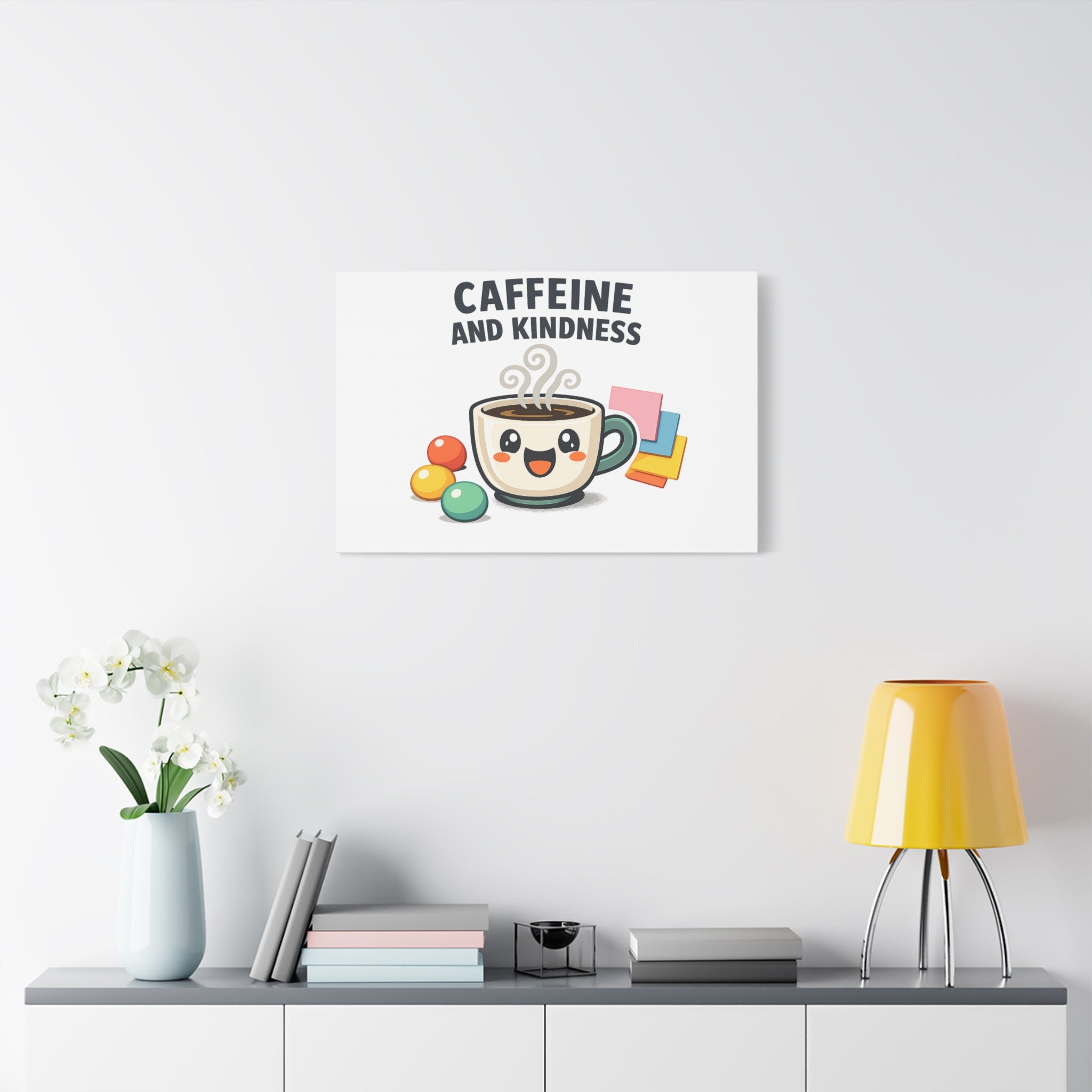 Caffeine and Kindness Canvas | Office Humor, Coffee Fuel Wall Art