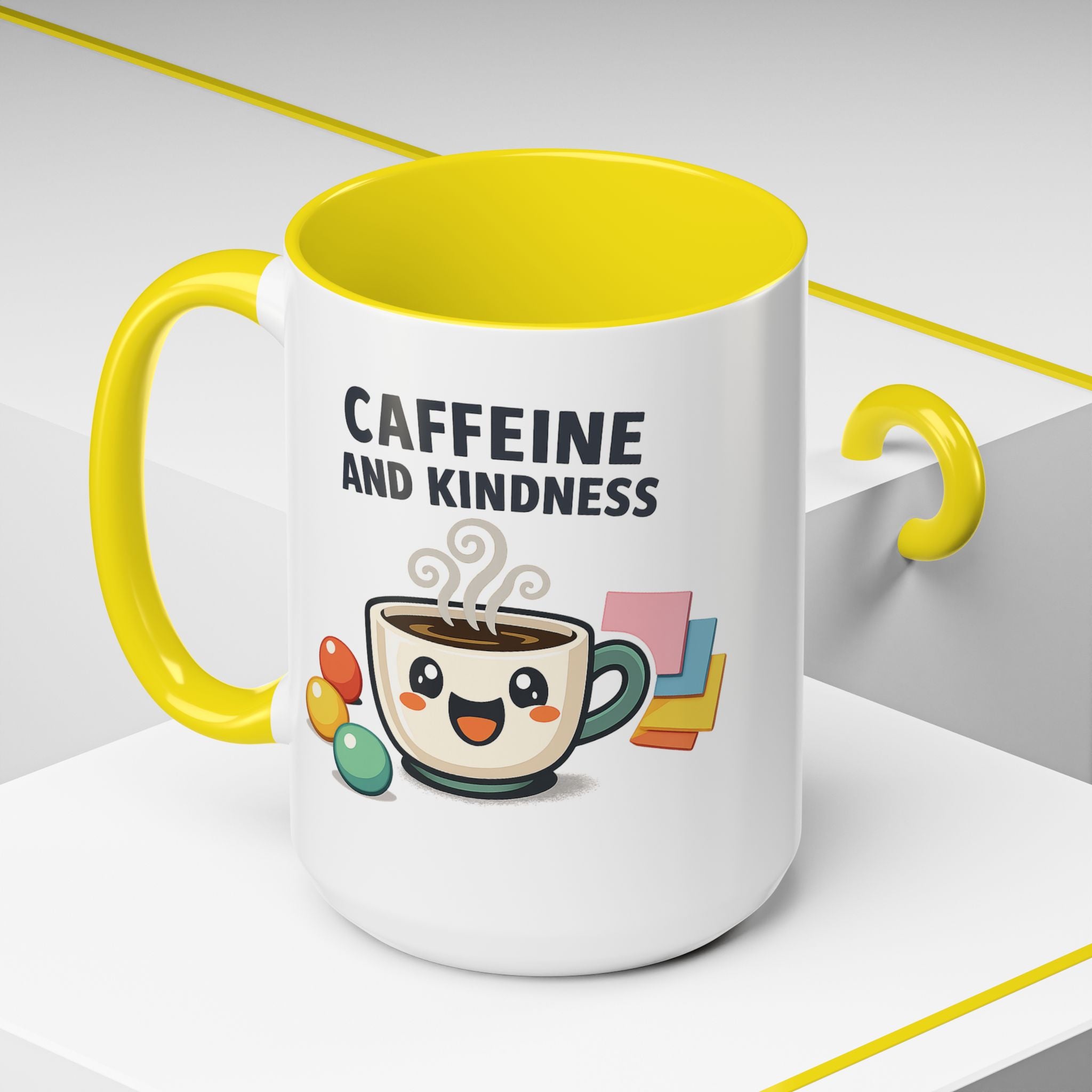 Caffeine and Kindness Coffee Mug – Ceramic Accent Mug (11oz / 15oz)