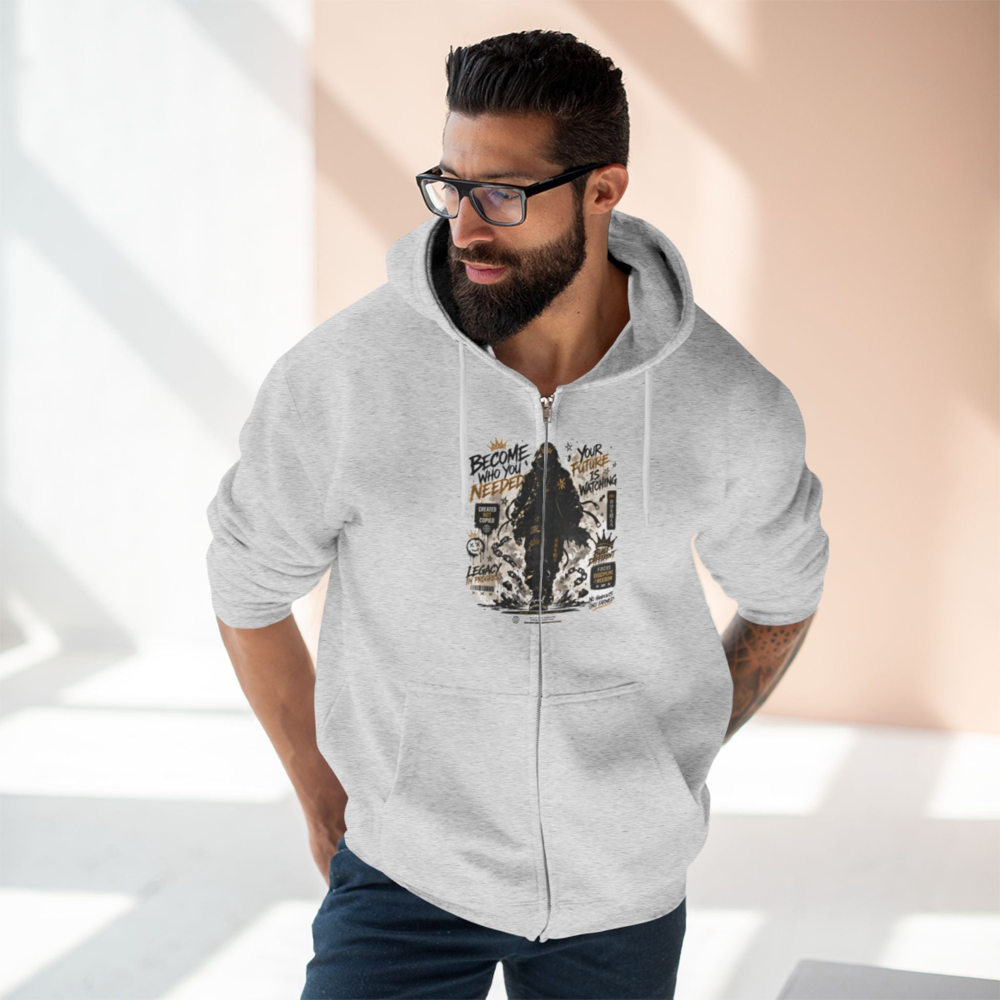 Bigfoot Forest Zip Hoodie — Sasquatch Graphic Full-Zip Hoodie