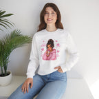 Cozy Pink Heart Girl Crewneck Sweatshirt