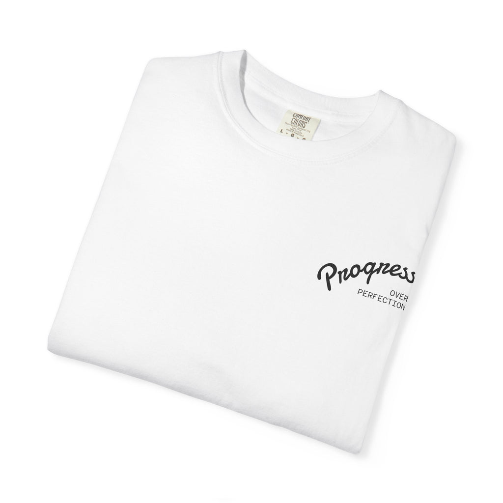 Progress Script Pocket Tee — Garment-Dyed White T-Shirt