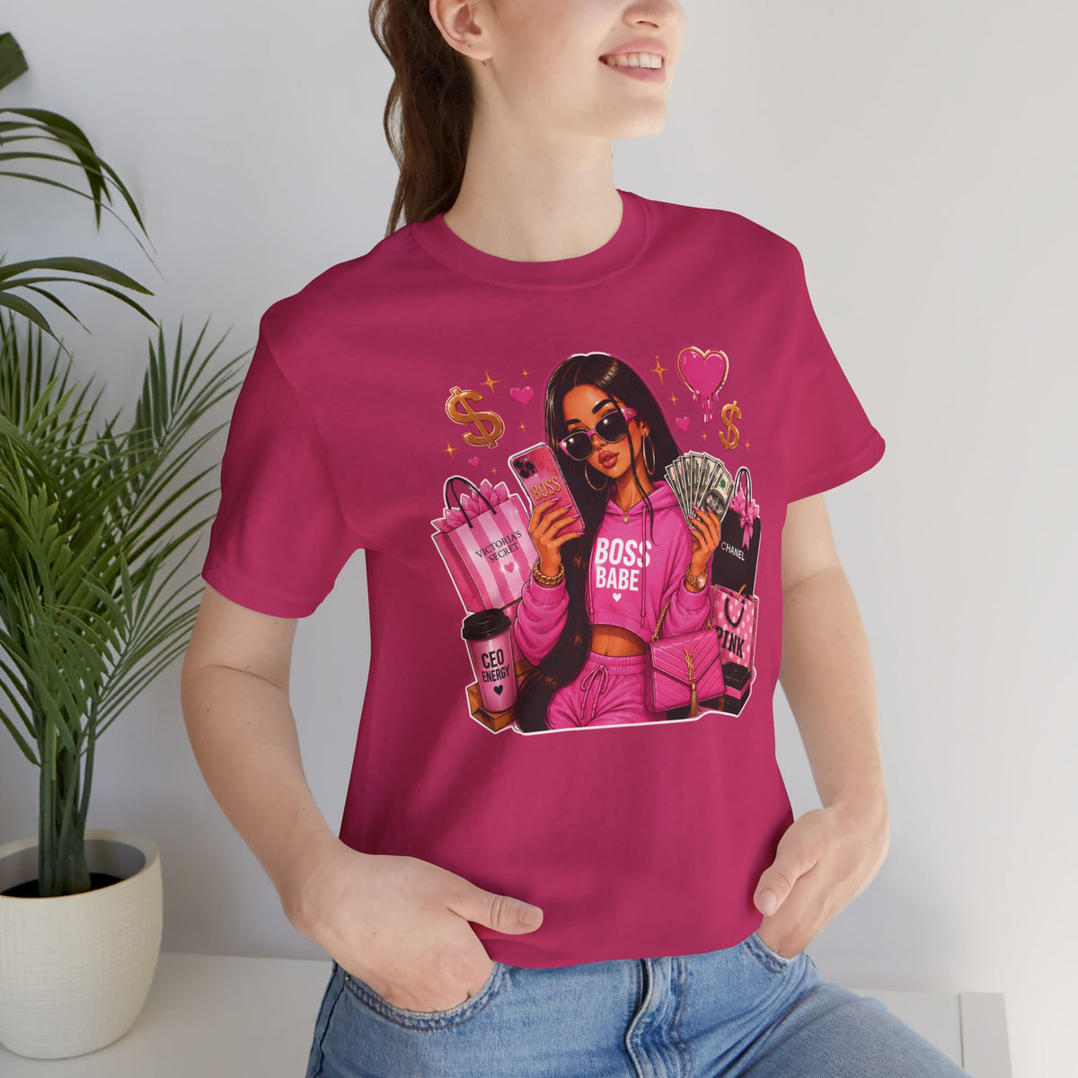 Boss Babe Pink Fashion T Shirt Glam Shopping Graphic Tee