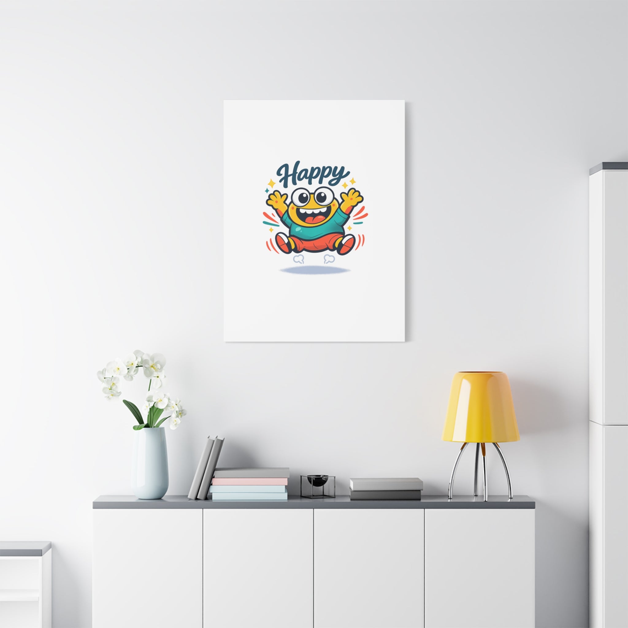 Happy Blob Cartoon Canvas | Bold Cartoon, Thick Outline, Kawaii Minimal