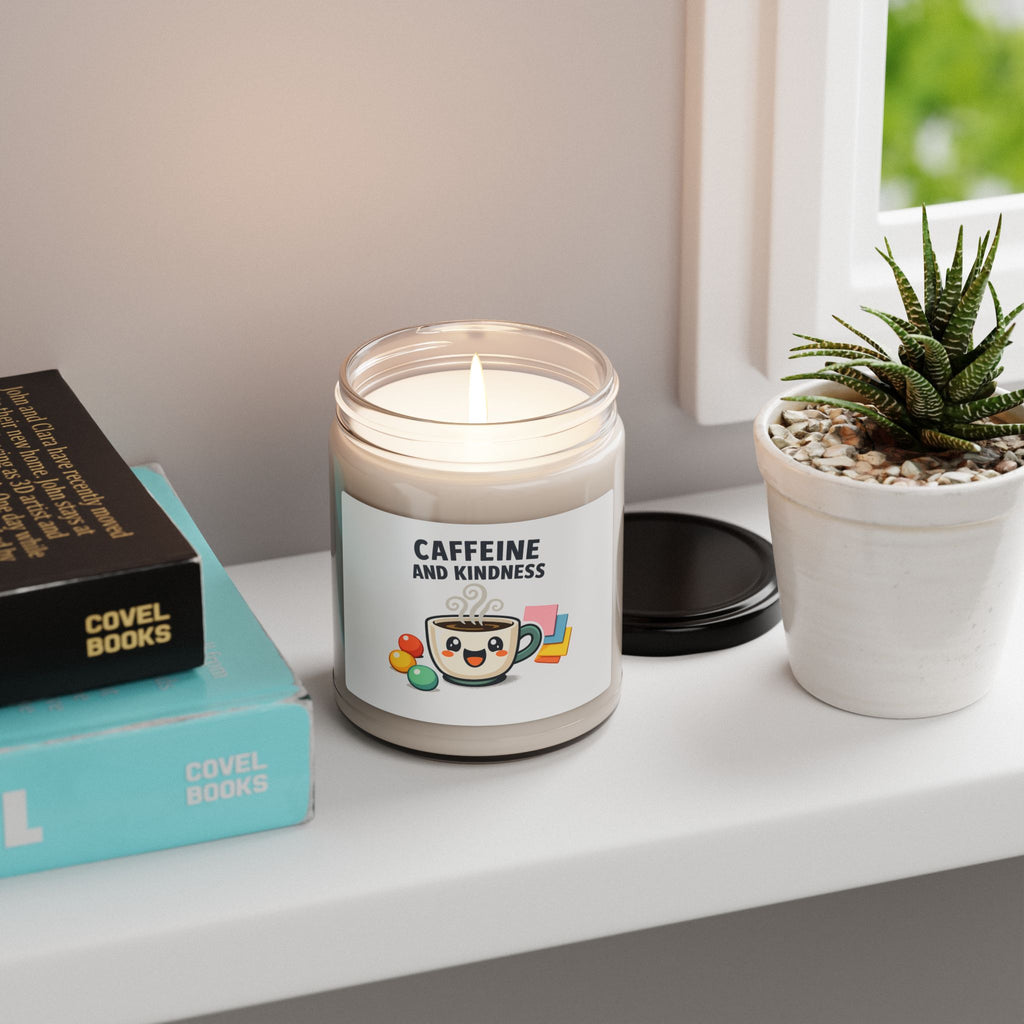 Caffeine and Kindness Soy Candle, office humor | coffee fuel, meeting memes