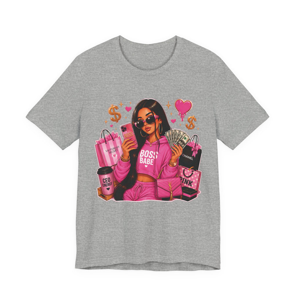 Boss Babe Pink Fashion Tee — Women’s Glam Money & Shopping Graphic Shirt