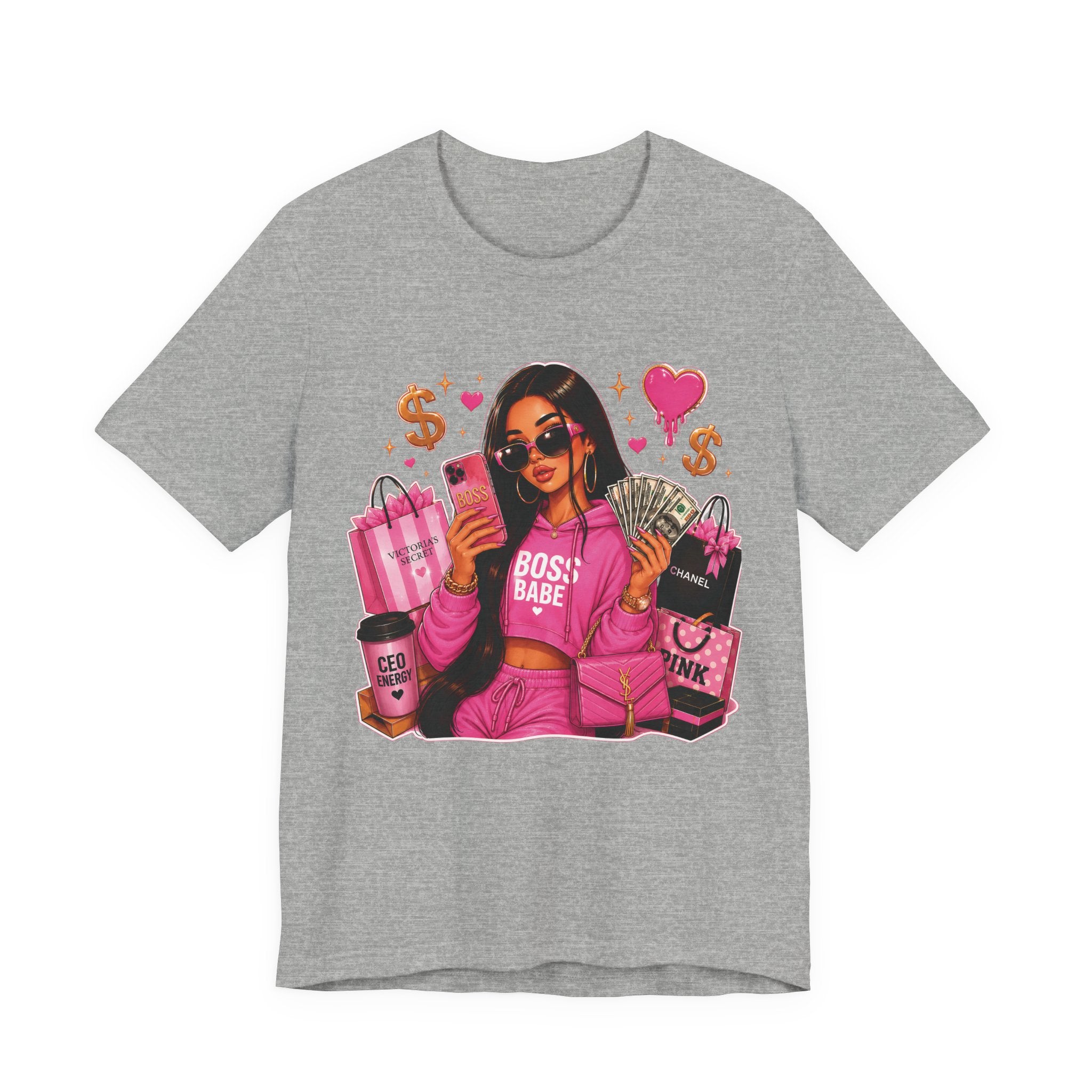 Boss Babe Pink Fashion Tee — Women’s Glam Money & Shopping Graphic Shirt