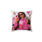 Boss Babe Pink Fashion Pillow — 'BOSS BABE' Square Decorative Cushion (Soft Ice Blue)