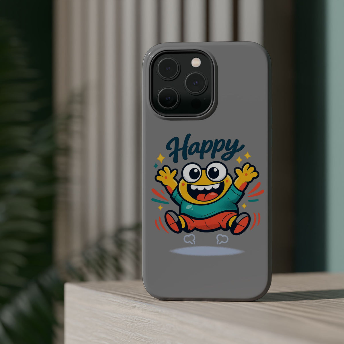 Happy Monster Magnetic Protective Phone Case Gray