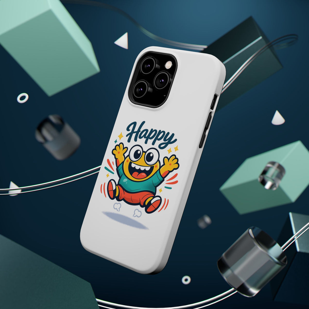 Happy Monster Magnetic Protective Phone Case White