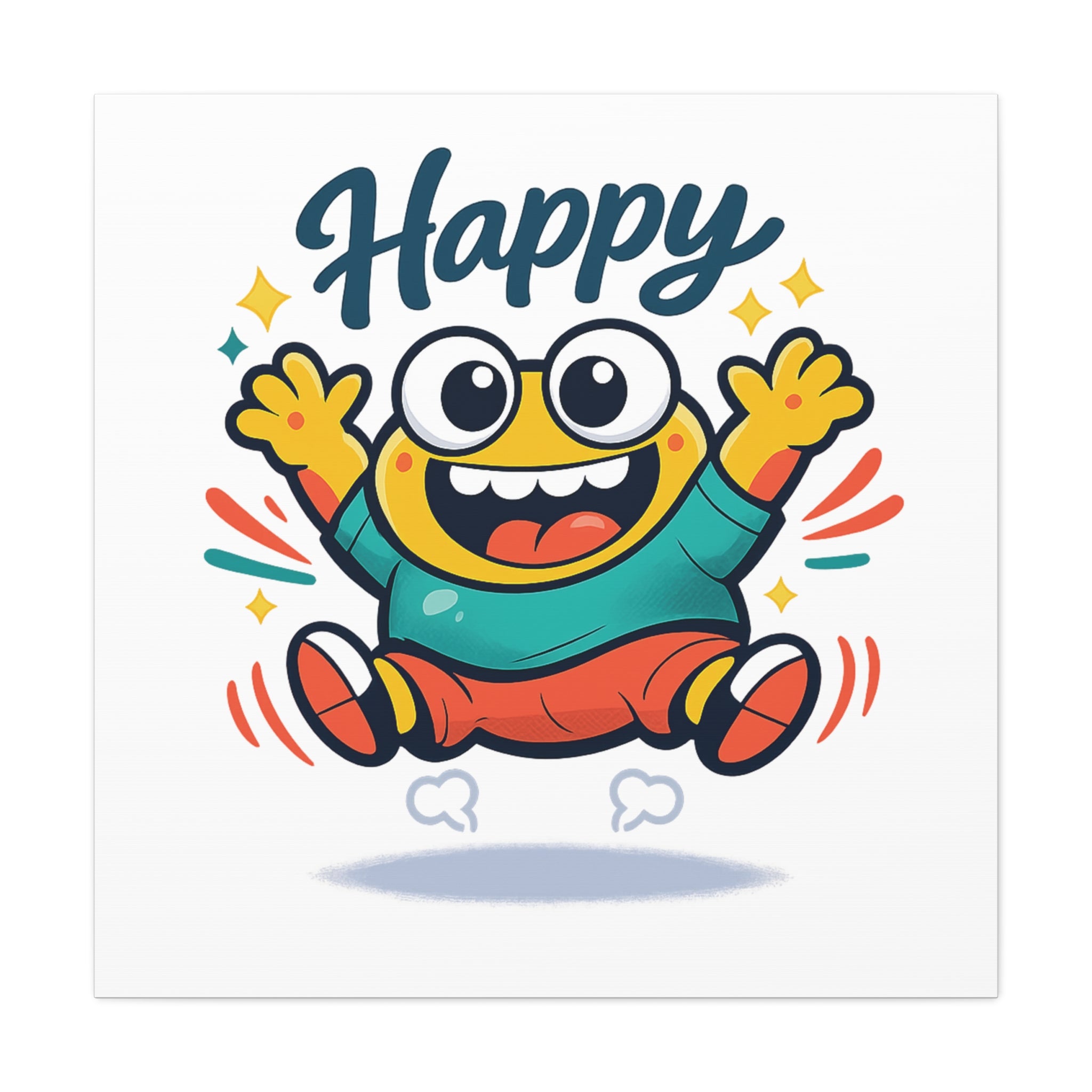 Happy Blob Cartoon Canvas | Bold Cartoon, Thick Outline, Kawaii Minimal