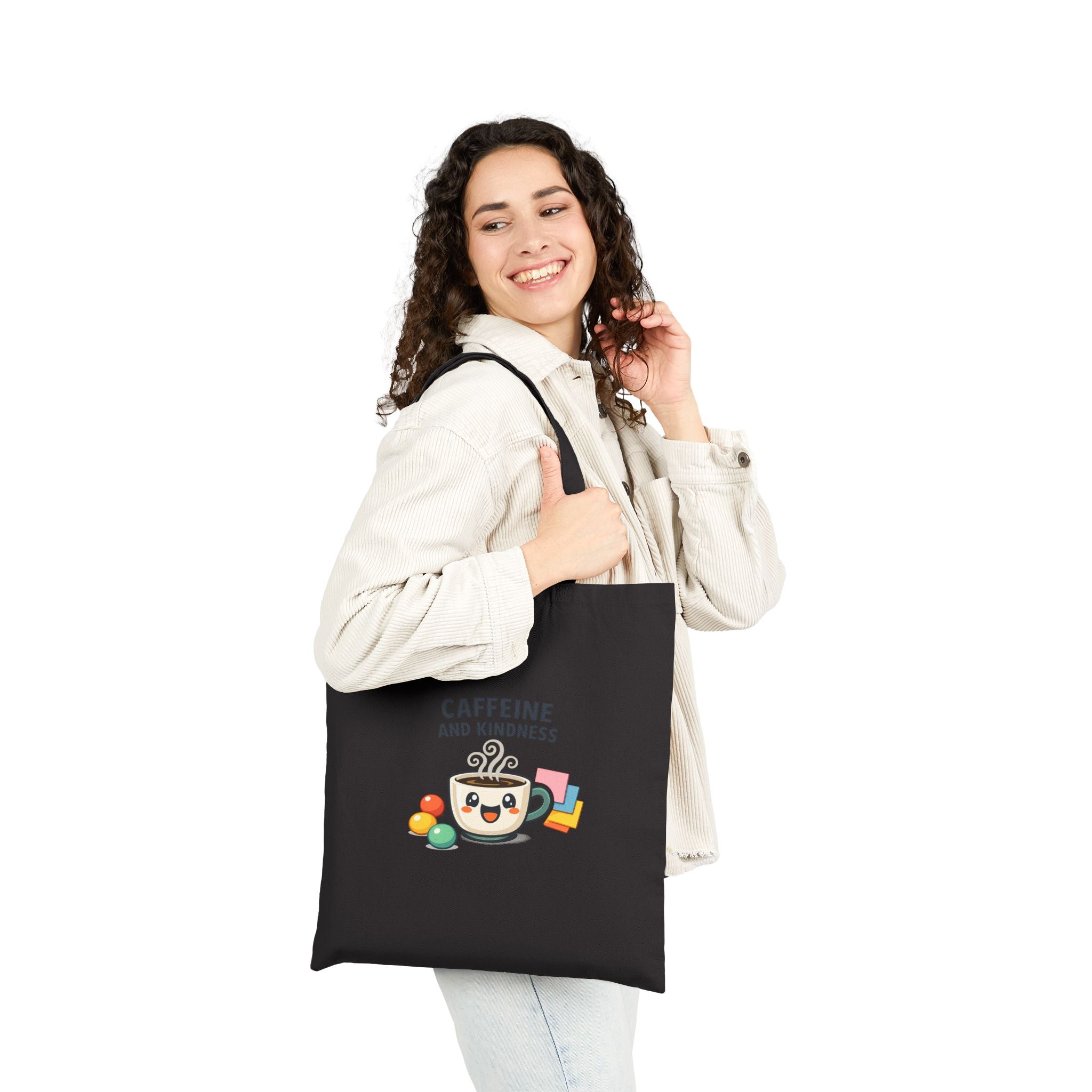 Caffeine and Kindness Tote - Cotton Canvas Everyday Bag