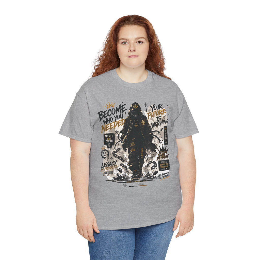 Motivational Soldier Graphic Tee – "Become Who You Need" Inspirational Military Design