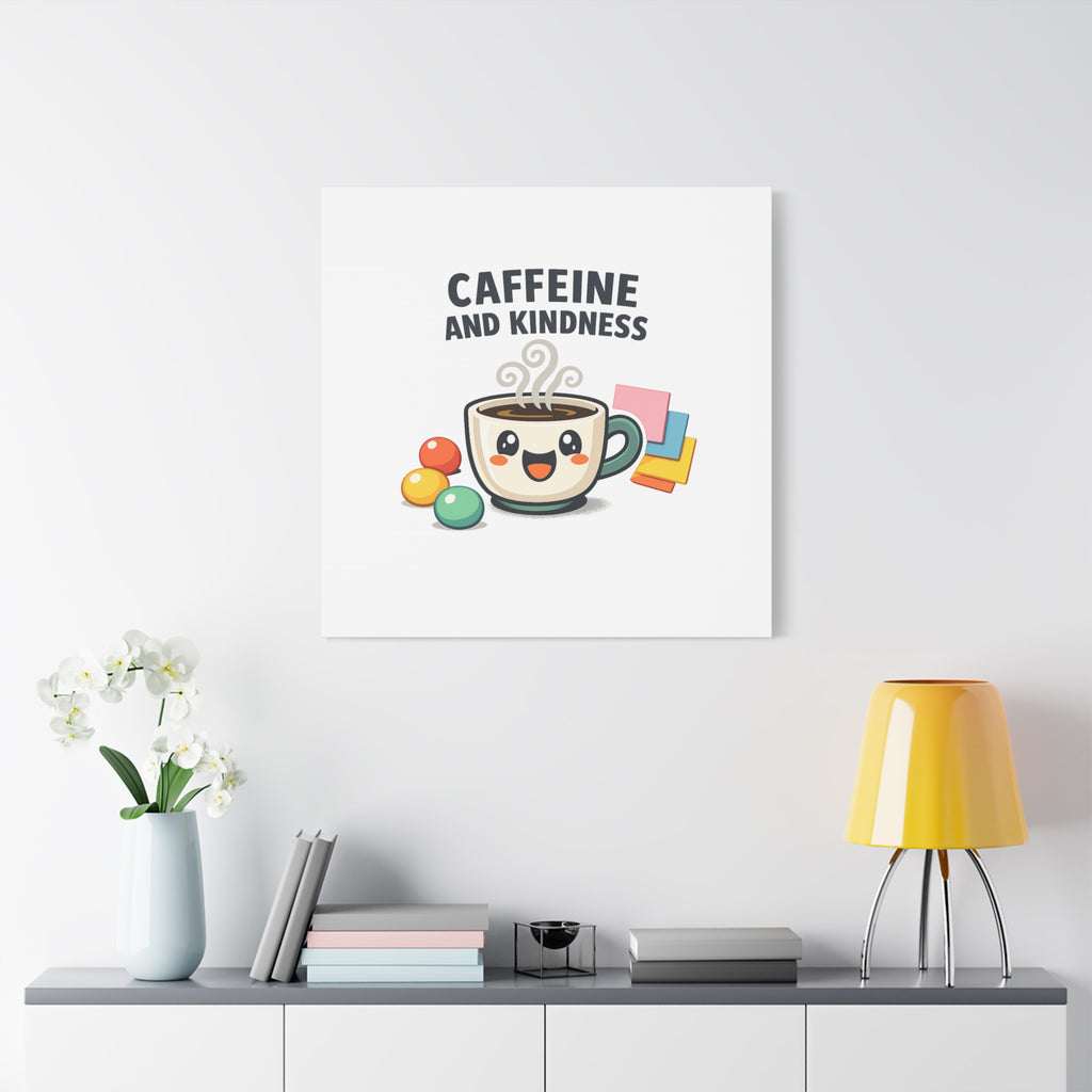 Caffeine and Kindness Canvas | Office Humor, Coffee Fuel Wall Art