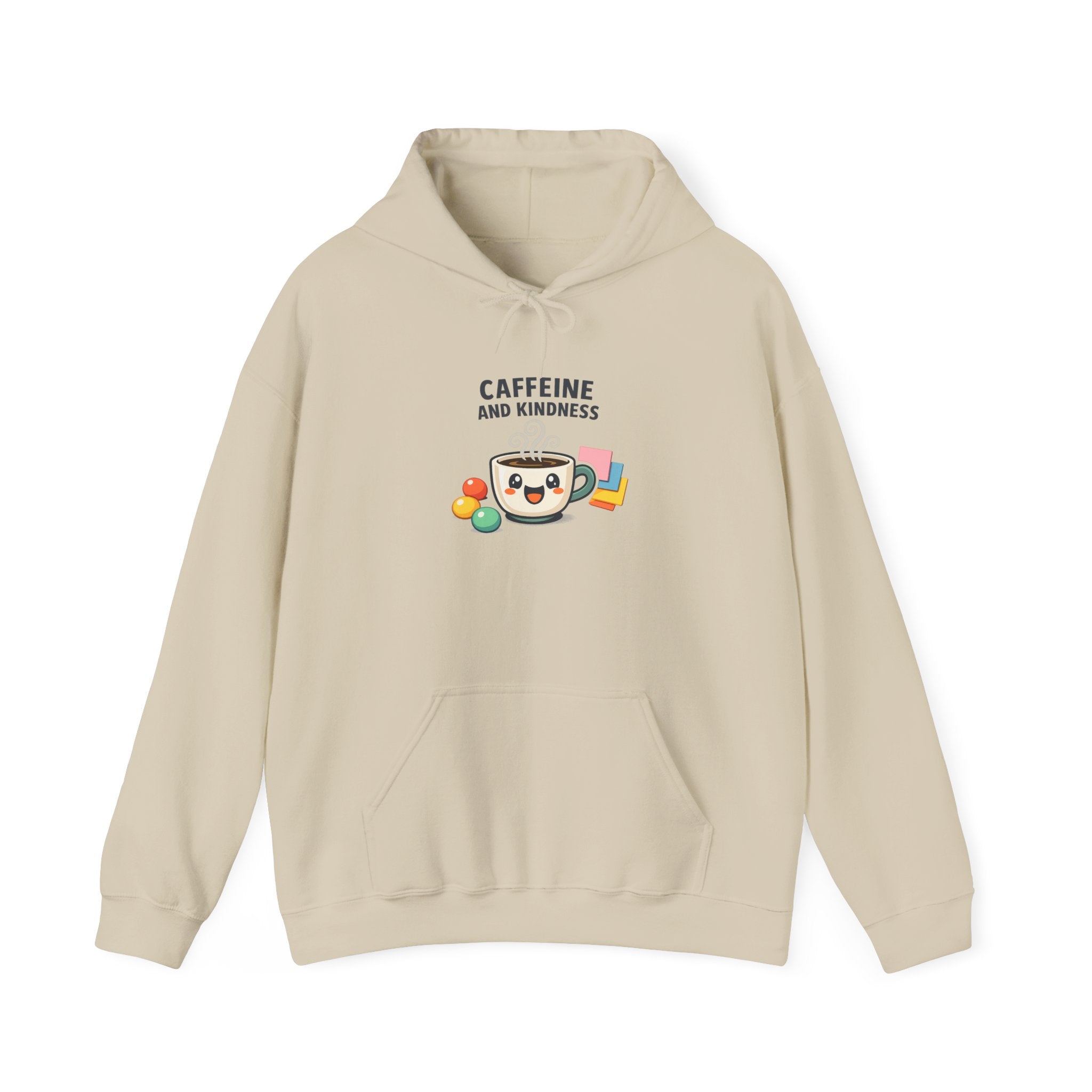 Caffeine and Kindness Hoodie - Cozy Coffee-Themed Sweatshirt