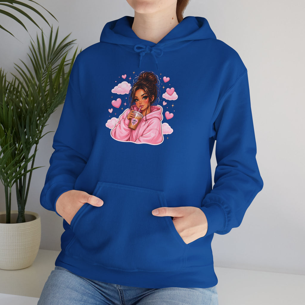 Cute Pink Heart Girl Hoodie — Cozy Graphic Sweatshirt