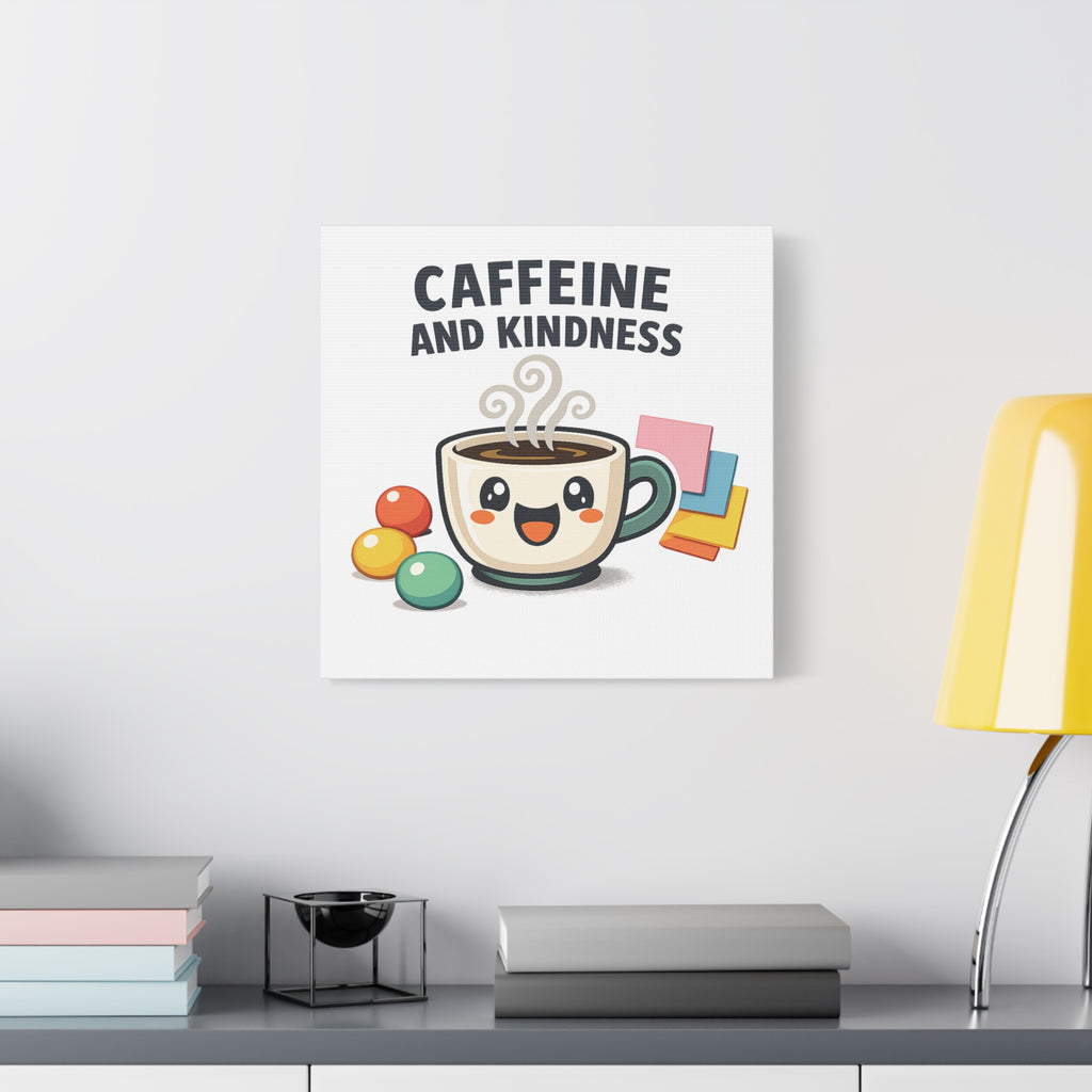 Caffeine and Kindness Canvas | Office Humor, Coffee Fuel Wall Art