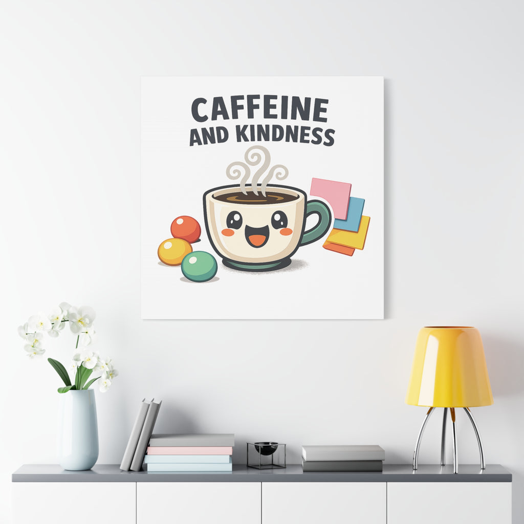 Caffeine and Kindness Canvas | Office Humor, Coffee Fuel Wall Art
