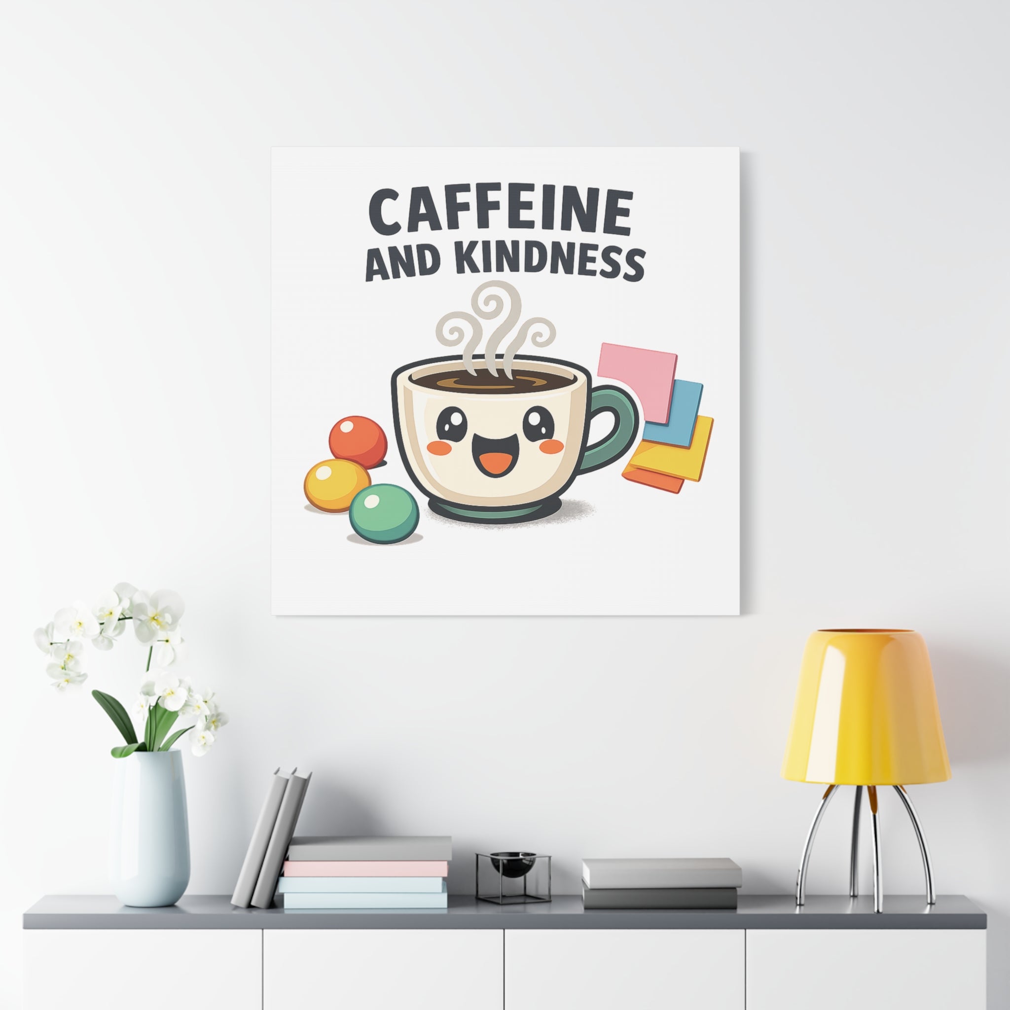 Caffeine and Kindness Canvas | Office Humor, Coffee Fuel Wall Art